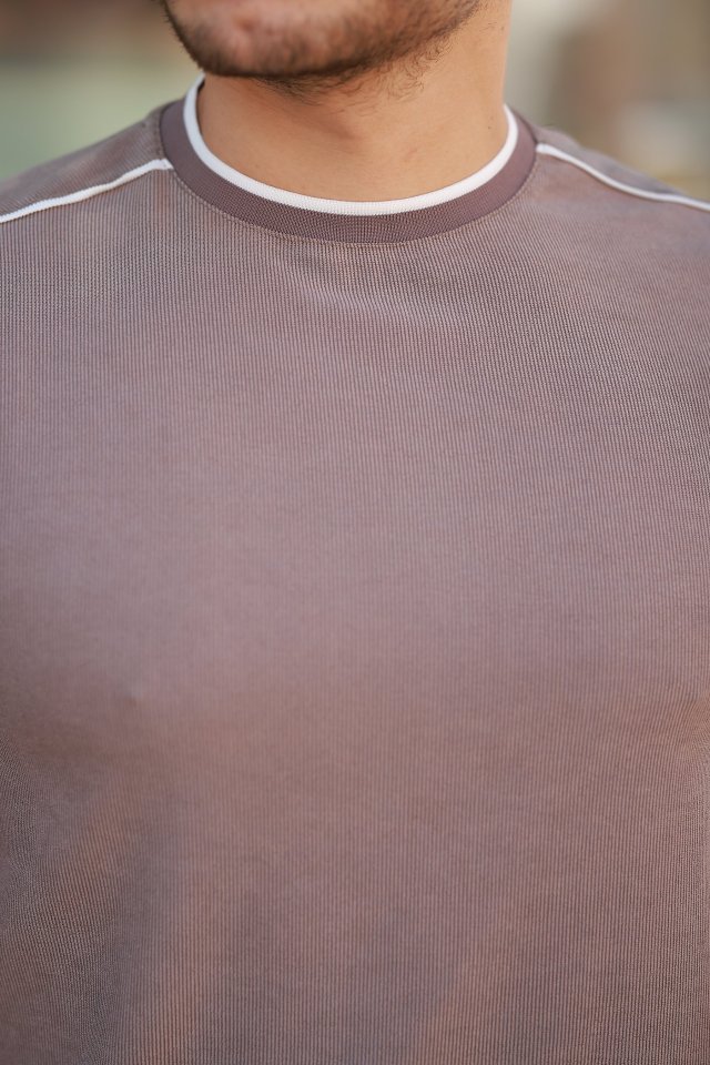 Erkek Omuzlar çizgi Detaylı Kısa Kollu T-shirt (160098)