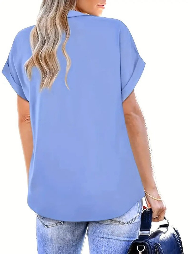 Kadın Kısa Kollu Yakalı Uzun Sandy Bluz (158895)