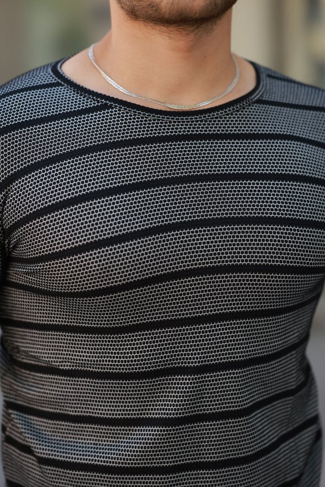 Erkek Petek Desenli Kısa Kollu T-shirt (160088)