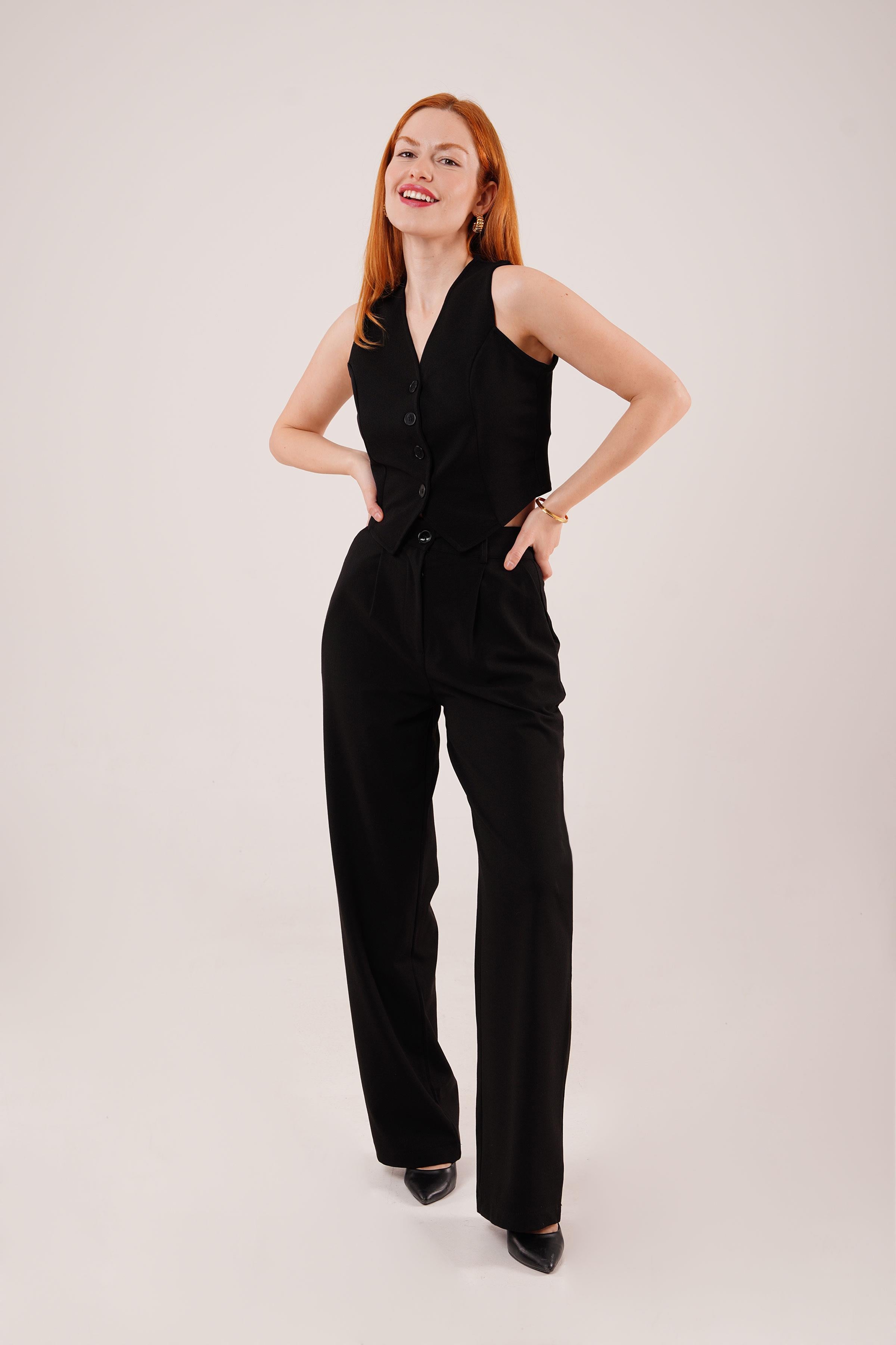 Premium Model Oturtmalı Siyah Pantolon (147526)