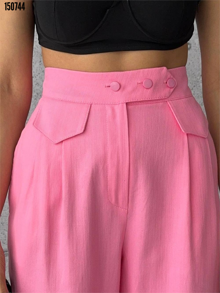 PANTOLON KAPALI CEP 3 DÜĞME DETAYLI Pembe