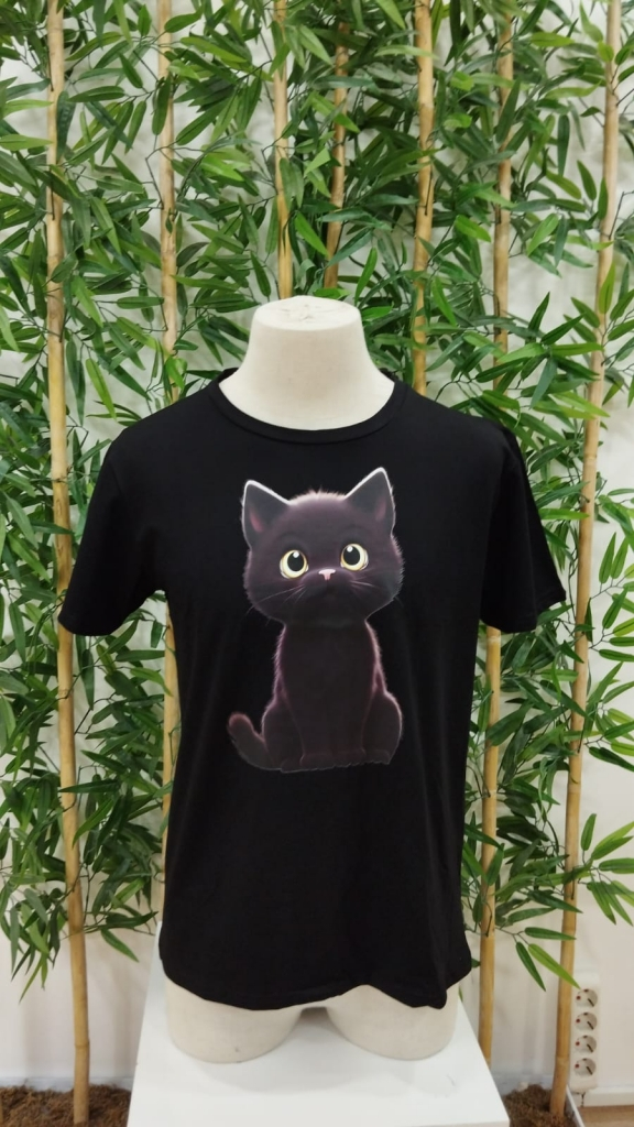 Erkek Bisiklet Yaka Kedi Baskılı Süprem T-shirt (123493)
