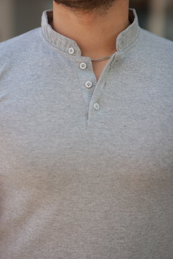 Erkek Hakim Yaka Dokuma Pamuklu Kumaş Kısa Kollu T-shirt (160091)