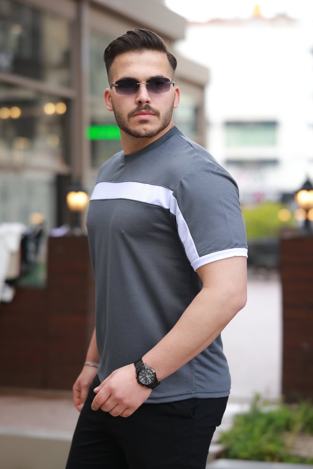 Erkek Şerit Detaylı Kısa Kollu T-shirt (160883)