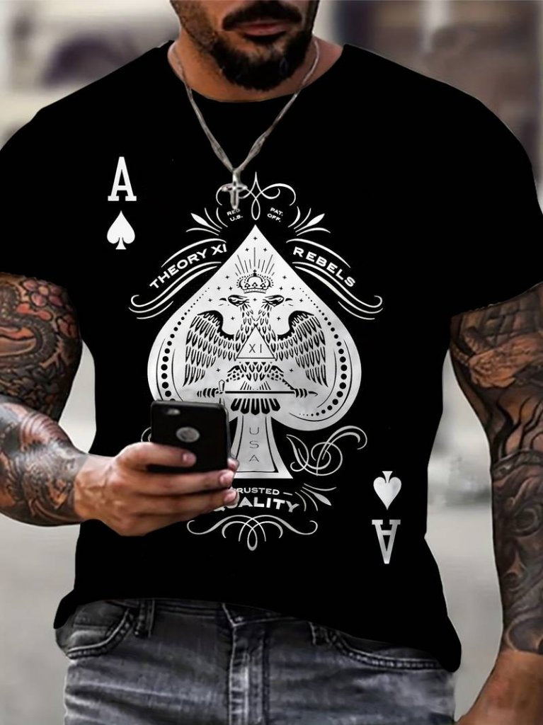 Erkekkısa Kollu Yuvarlak Yaka Desenli Viskon T-shirt (168615)