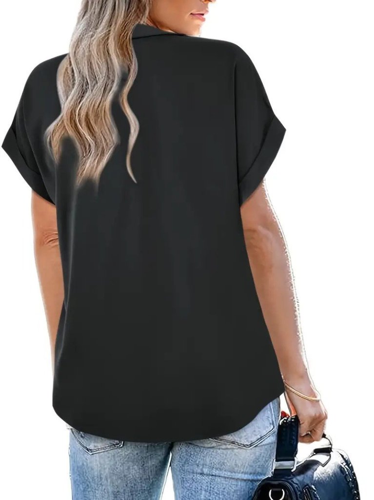 Kadın Kısa Kollu Yakalı Uzun Sandy Bluz (158896)