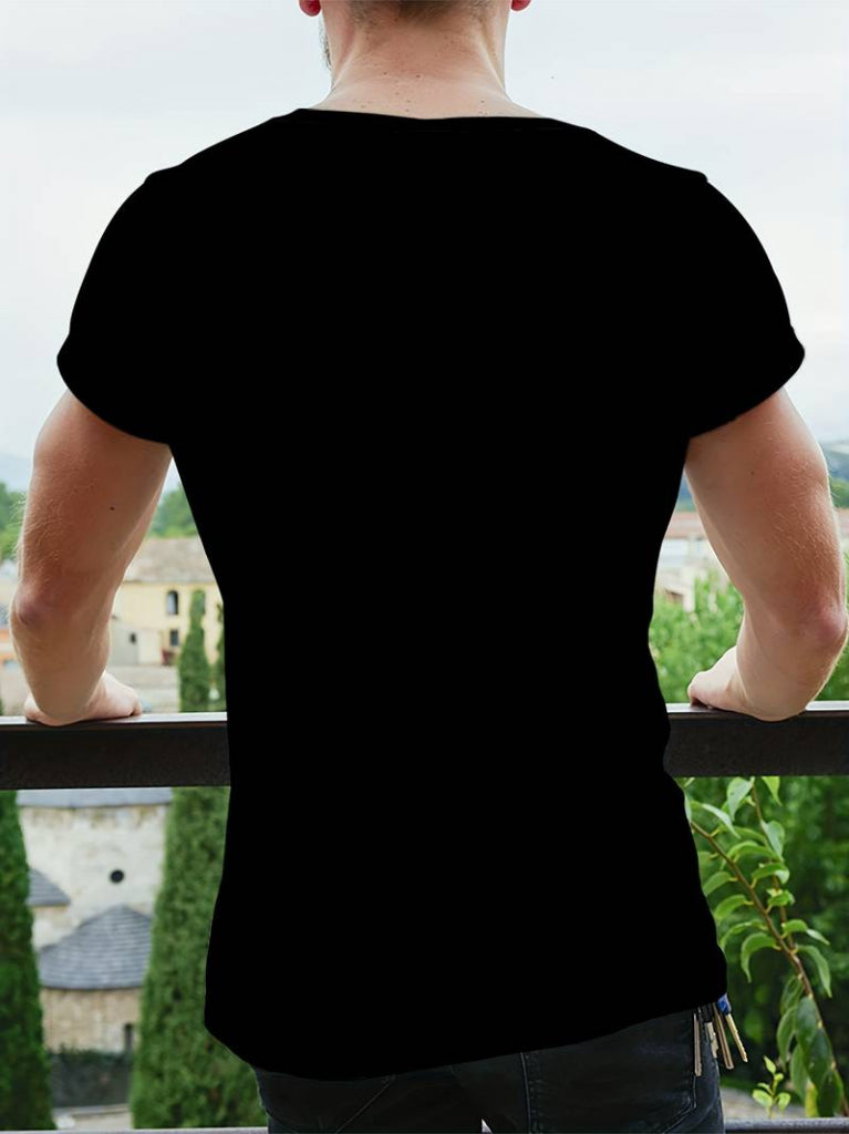 Erkekkısa Kollu Yuvarlak Yaka Desenli Viskon T-shirt (168615)