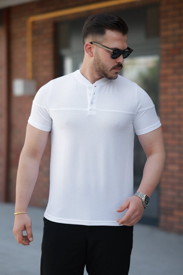 Erkek Hakim Yakalı Kısa Kollu Pamuklu T-shirt (161512)