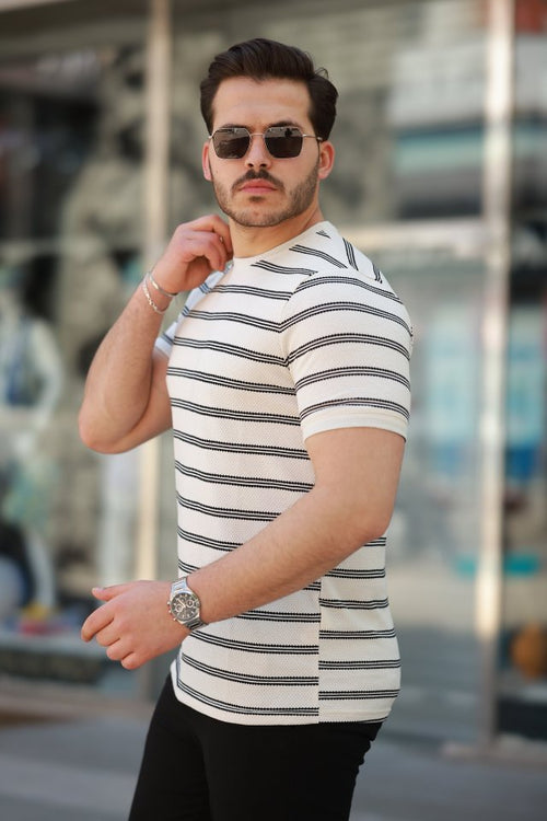 Erkek çizgili Kısa Kollu T-shirt (160096)
