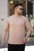 Erkek Ağaç Kabuğu Desenli Kısa Kollu T-shirt (161249)