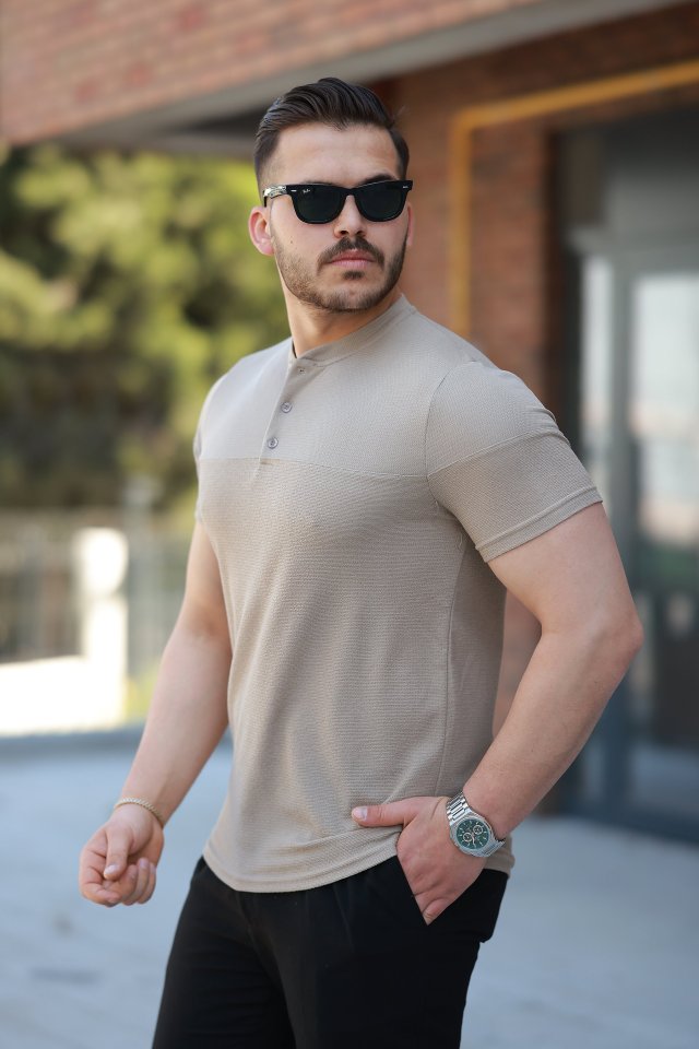 Erkek Hakim Yakalı Kısa Kollu Pamuklu T-shirt (161509)