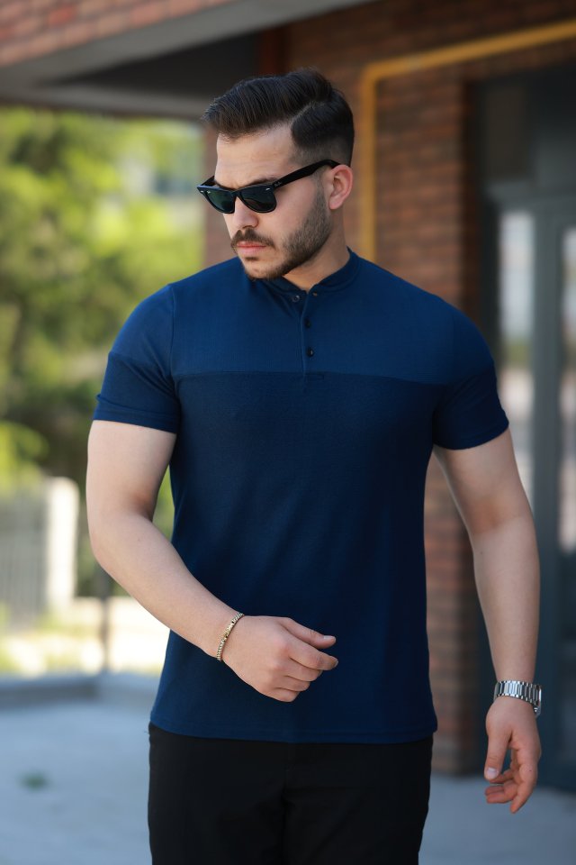 Erkek Hakim Yakalı Kısa Kollu Pamuklu T-shirt (161510)
