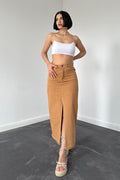 Camel Gabardin Boyamalı Püsküllü Etek (148447)