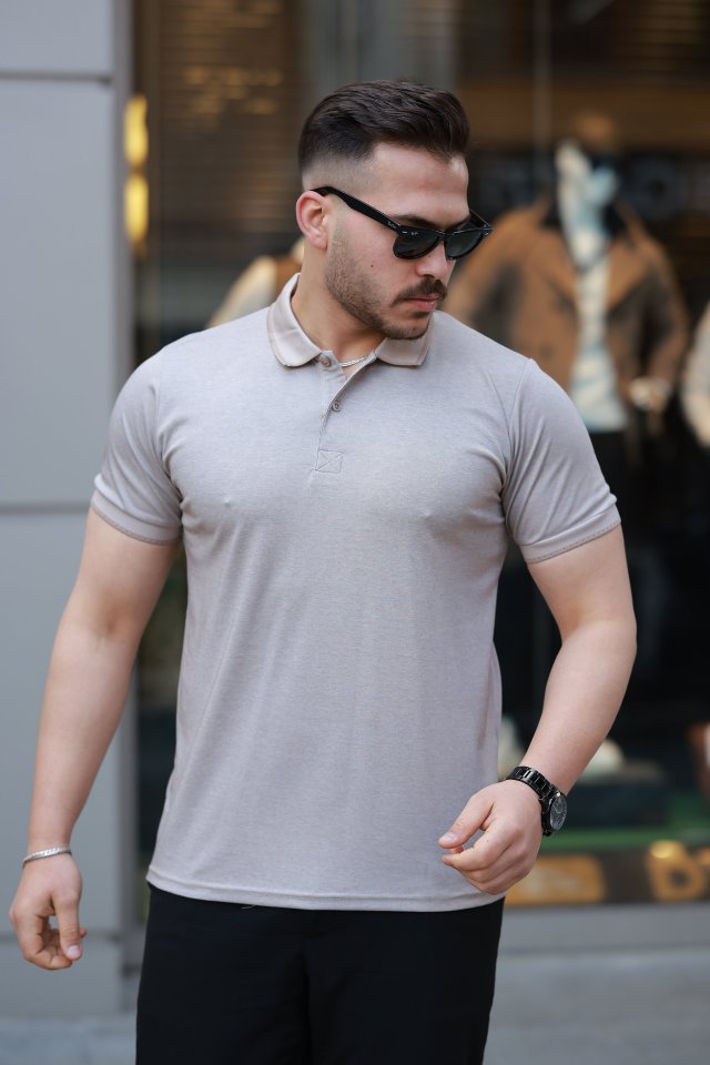 Erkek Yakalı Kagi Kumaş Kısa Kollu T-shirt (160900)