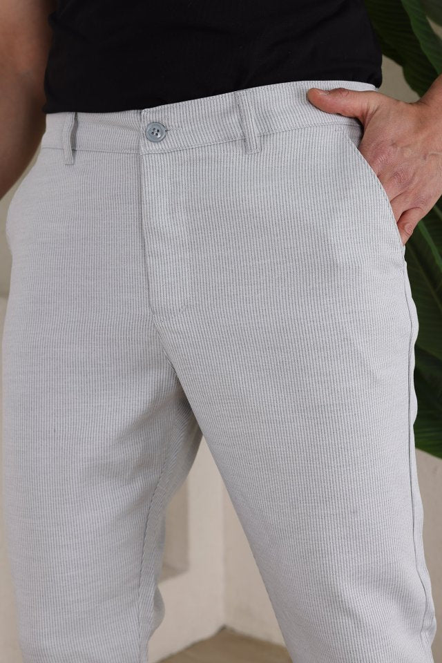 Erkek Casual Slim Fit Cord Desenli Kumaş Pantolon (159387)