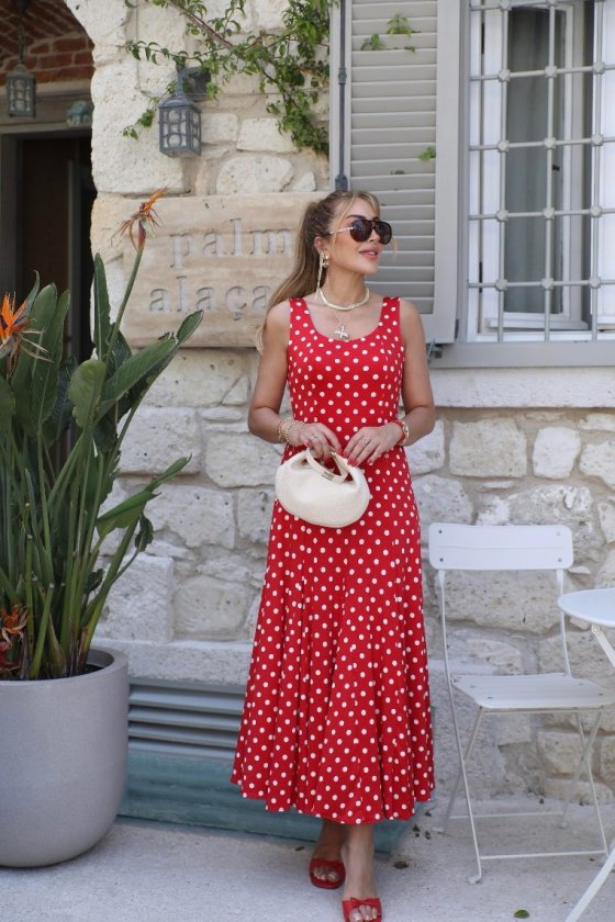 Kadın Askılı Yuvarlak Yakalı Uzun Süprem Elbise (193102)