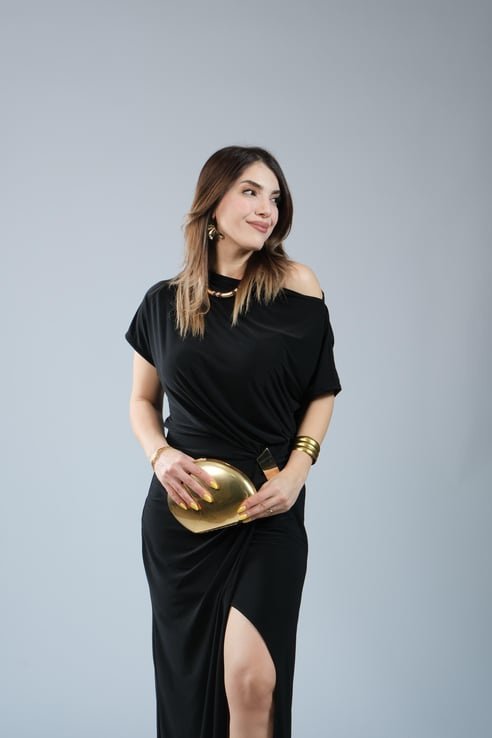 Kadın Kısa Kollu Tek Omuzdan Açık Beli Lastikli Sandy Maxi Elbise (172025)