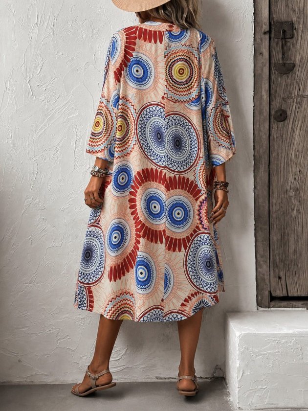 Kadın Kısa Kollu Önü Açık Belden Kuşaklı Uzun Kimono (192658)