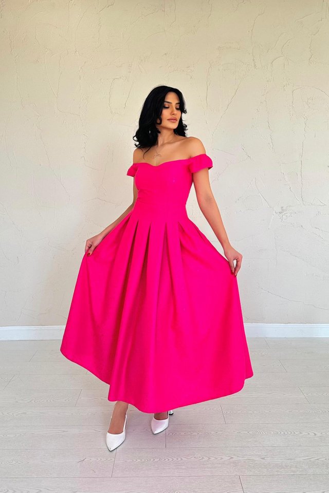 Fuşya Jakarlı Elbise (154457)