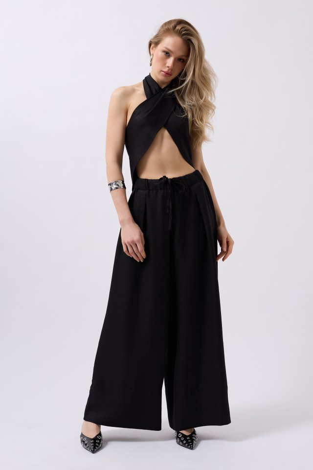 Düşük Bel Oversize Keten Pantolon (159284)