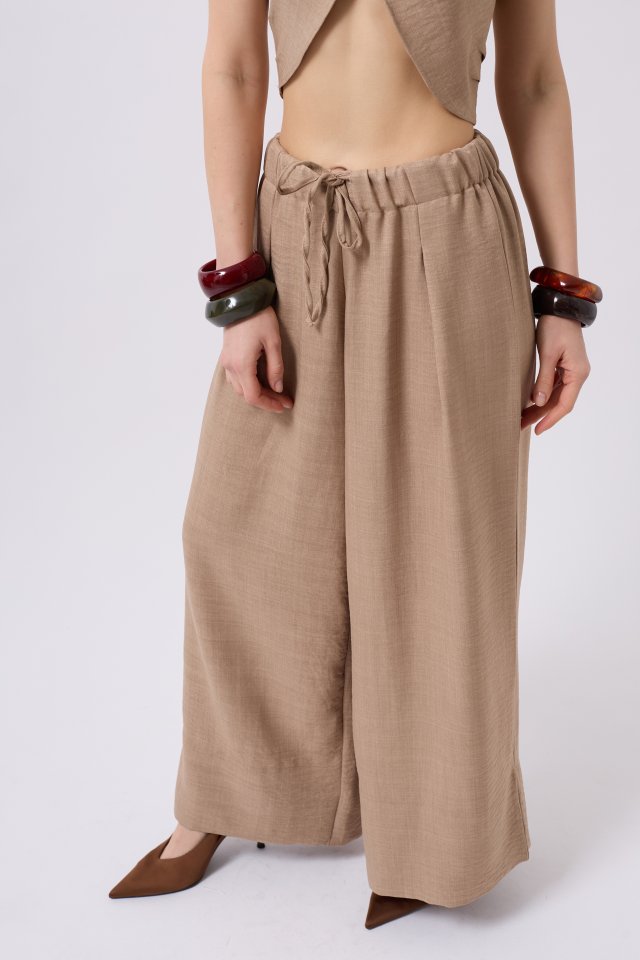 Düşük Bel Oversize Keten Pantolon (159285)