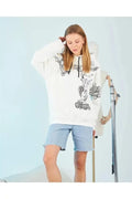 Kapüşonlu Strong Heykel Baskılı Sweatshirt - Beyaz (92645)