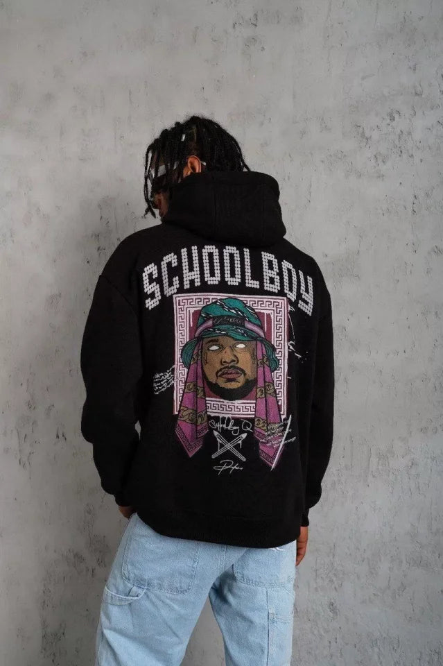 Erkek SCHOOL BOY Baskılı Kapüşonlu Sweat - Siyah (92693)