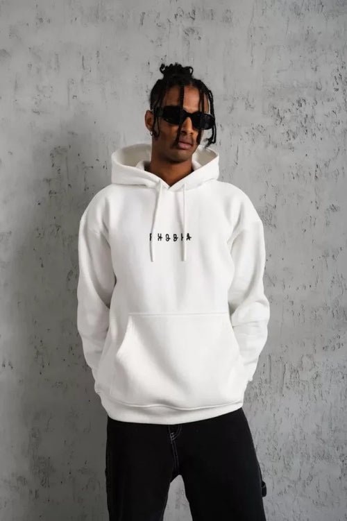 Erkek Astronot Baskılı Kapüşonlu Sweat - Beyaz (92700)