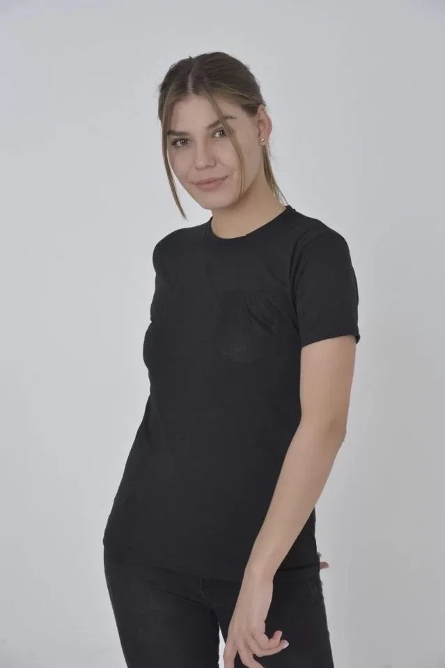 File Cepli Slim Fit T-shirt - Siyah (92820)