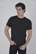 Erkek File Cepli Slim Fit T-shirt - Siyah (92821)