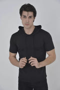 Erkek Kapşonlu Slim Fit T-shirt - Siyah (92838)