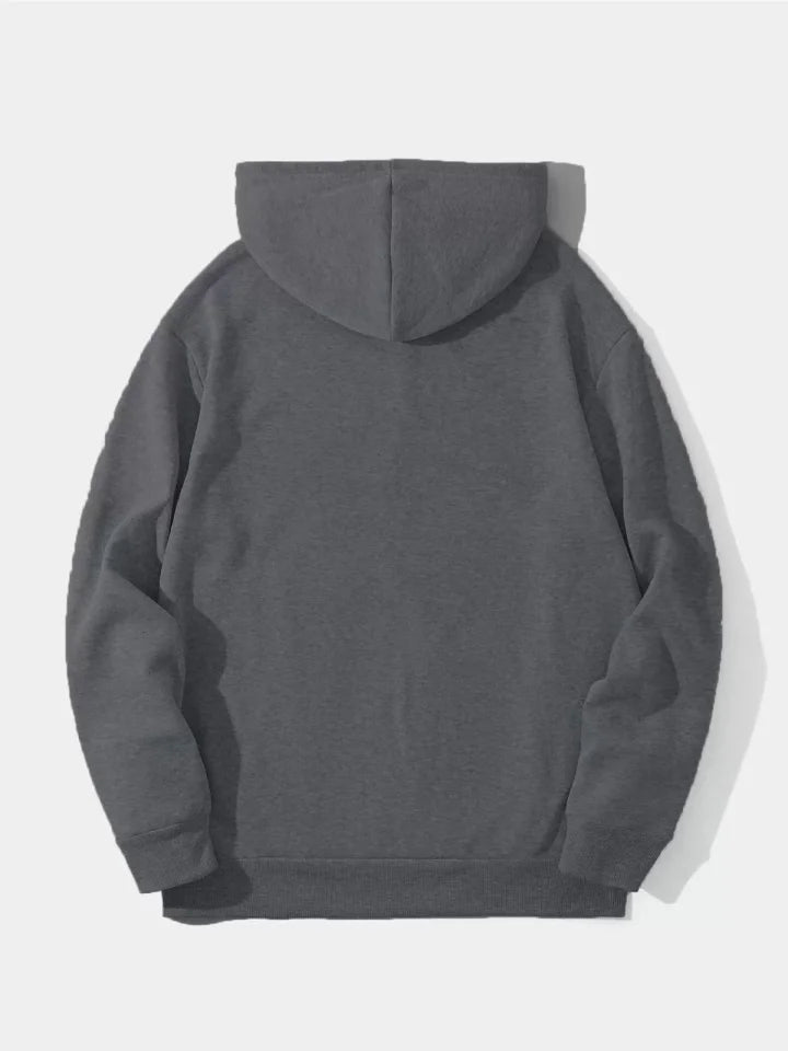 Erkek Düz Kapüşonlu Sweat - Füme (93101)