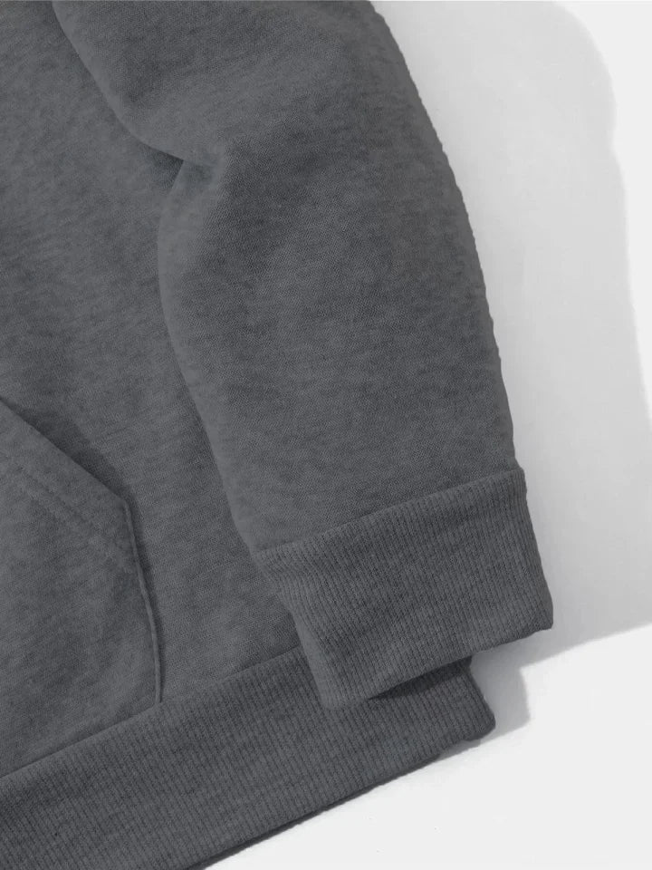 Erkek Düz Kapüşonlu Sweat - Füme (93101)