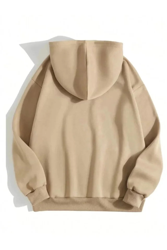 Erkek Düz Kapüşonlu Sweat - Bej (93104)