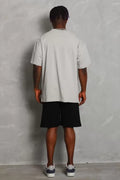 Unisex Oversize Düz Bisiklet Yaka T-Shirt - Gri (93180)