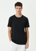 Unisex Basic Bisiklet Yaka Regular T-Shirt - Siyah (94826)