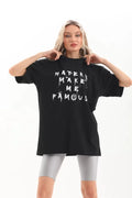 Unisex Baskılı Oversize T-Shirt - Siyah (96250)