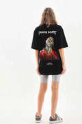 Unisex Baskılı Oversize T-Shirt - Siyah (96308)