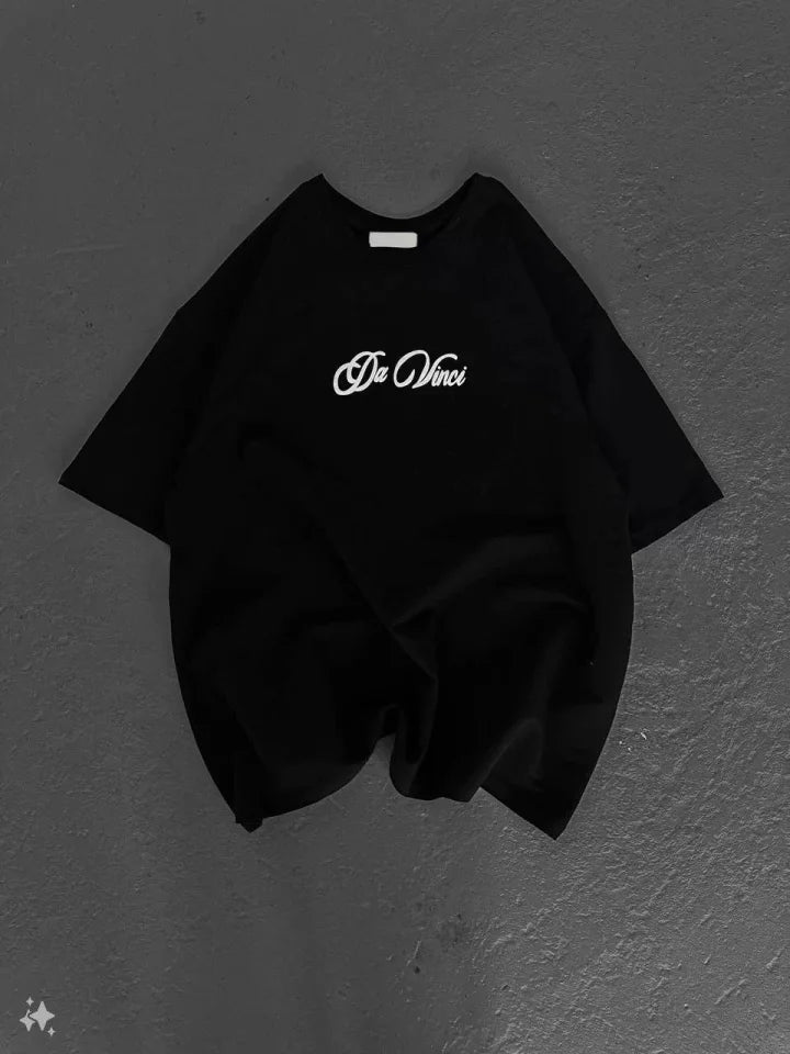 Unisex Baskılı Oversize T-Shirt - Siyah (98311)