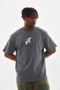 Unisex Baskılı Oversize T-Shirt - Füme (98655)