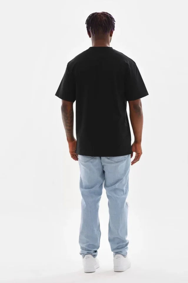 Unisex Baskılı Oversize T-Shirt - Siyah (98731)