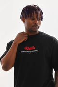 Unisex Baskılı Oversize T-Shirt - Siyah (98740)