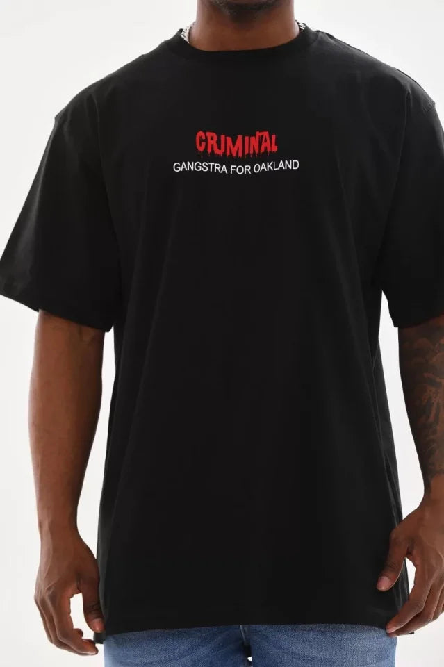 Unisex Baskılı Oversize T-Shirt - Siyah (98740)