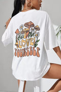 Unisex Baskılı Oversize T-Shirt - Beyaz (99806)