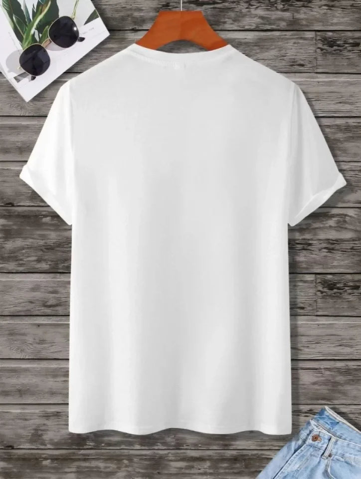 Unisex Baskılı Oversize T-Shirt - Beyaz (99808)