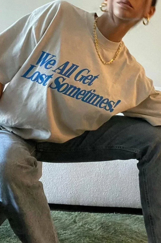 Unisex Baskılı Oversize T-Shirt - Beyaz (99809)
