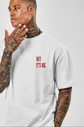 Unisex Baskılı Oversize T-Shirt - Beyaz (99817)