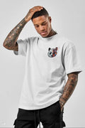 Unisex Baskılı Oversize T-Shirt - Beyaz (99818)