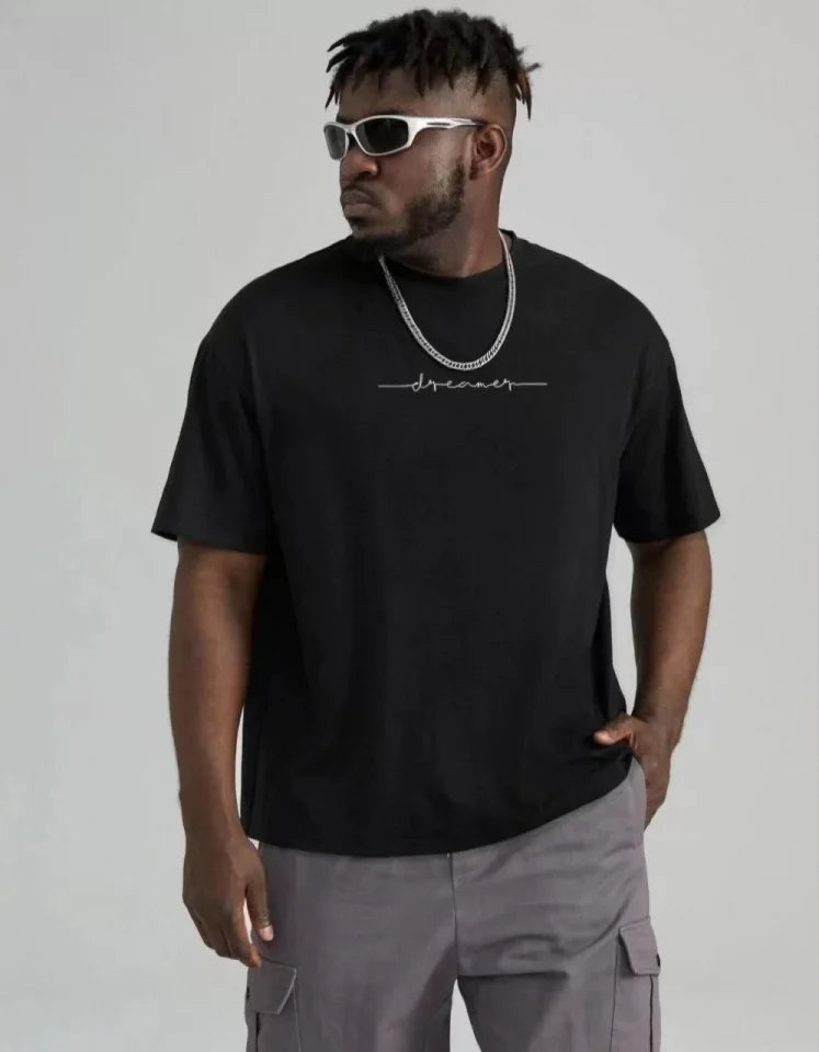 Unisex Baskılı Oversize T-Shirt - Siyah (99822)