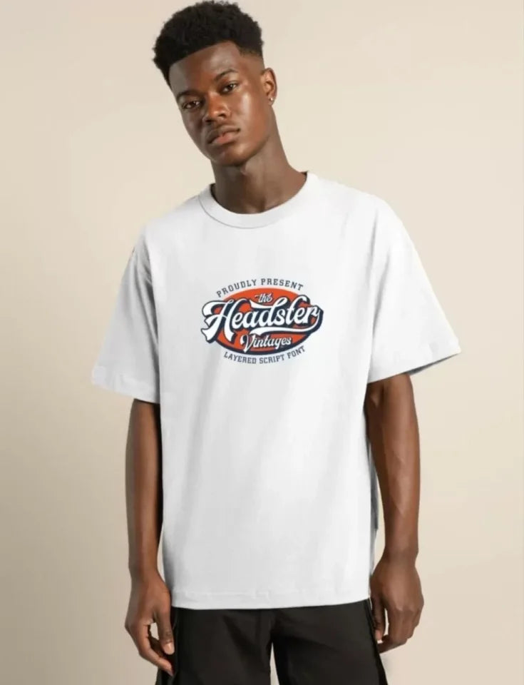Unisex Baskılı Oversize T-Shirt - Beyaz (101317)